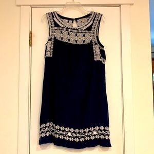 Lucky Brand Medium Navy Blue & White Summer Dress